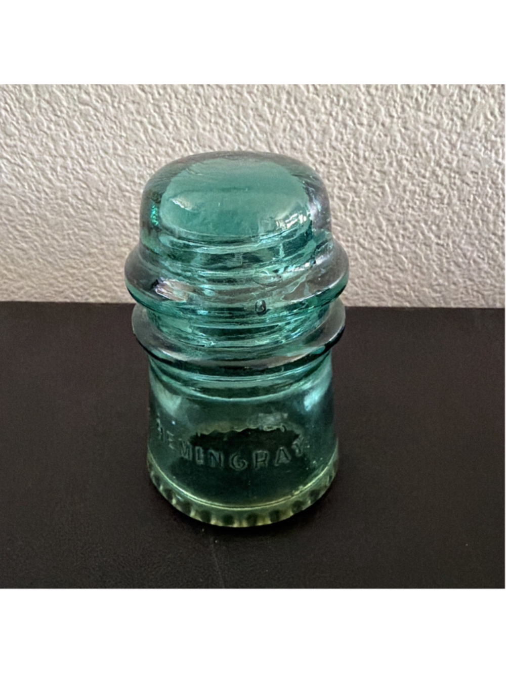 Vintage Hemingray No 12 Aqua Blue Glass Insulator Patent May 2 1893 - Used/GC